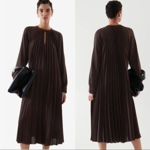 Cos brown pleated dress size 4